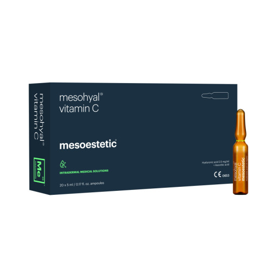 Мезогиал VITAMIN C 20% (ампула) + гіалуронова к-та 2,5 мг/мл (ампула) Mesoestetic mesohyal VITAMIN C 5 x 5 мл