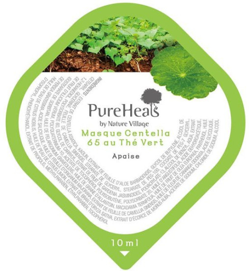 Маска для обличчя із екстрактом центели Pureheals Centella 65 Green Tea Pack, 10 мл